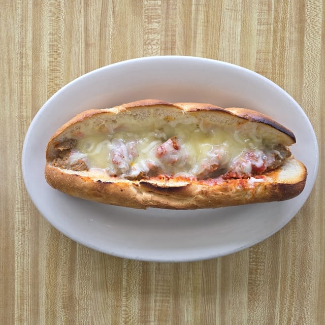 Homemade Meatball Parmesan Grinder.